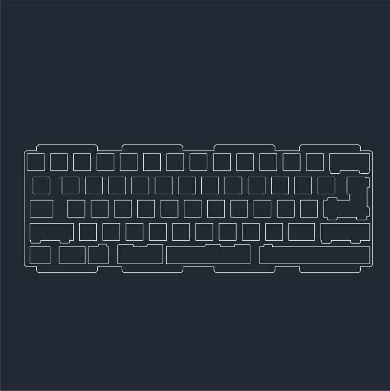 PC/ FR4 (black) Plate for Createkeebs VAST60 R2 Mechanical Keyboard