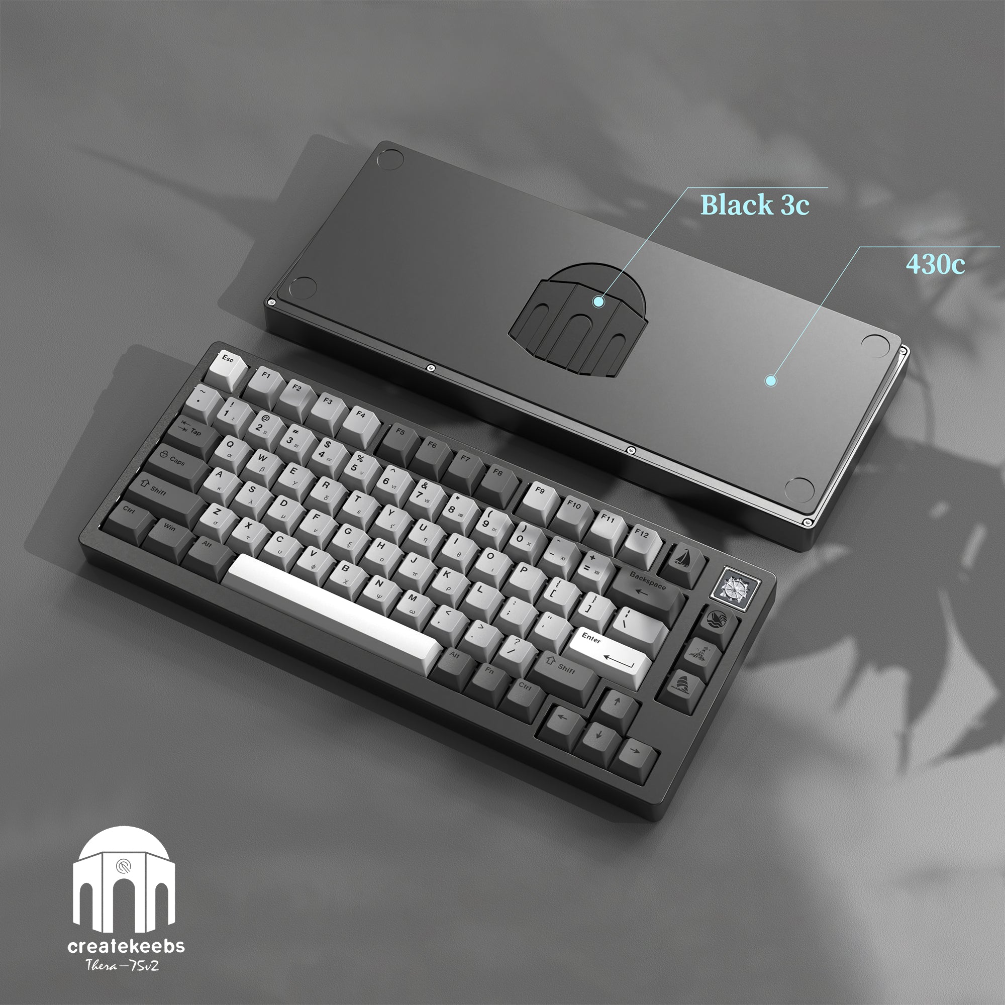Createkeebs Thera75 v2- 75% Custom Mechanical Keyboard (Gray)